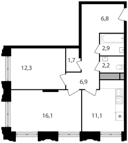 45 м², 2-комнатная квартира 6 300 000 ₽ - изображение 123