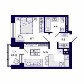 41,7 м², 1-комнатная квартира 4 100 000 ₽ - изображение 98