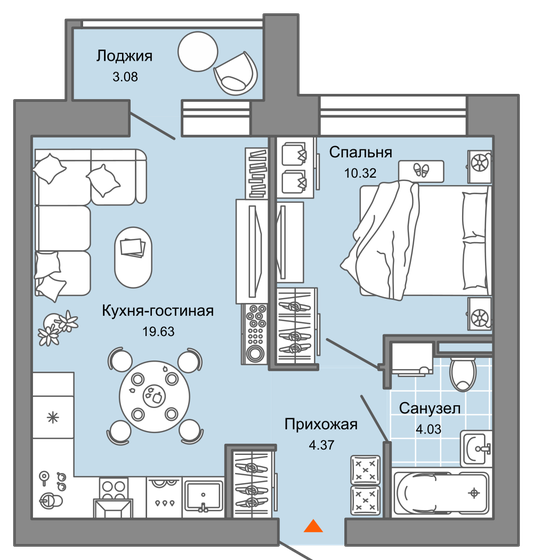 40 м², 2-комнатная квартира 5 792 028 ₽ - изображение 1