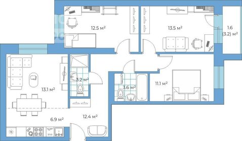 Квартира 76,4 м², 4-комнатная - изображение 1