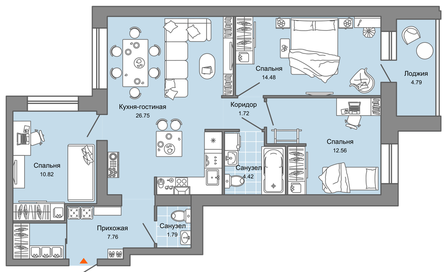83 м², 4-комнатная квартира 9 833 030 ₽ - изображение 1