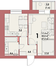 37,2 м², 1-комнатная квартира 3 000 000 ₽ - изображение 36