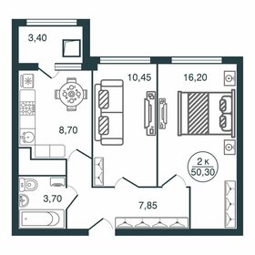 Квартира 50,3 м², 2-комнатная - изображение 1