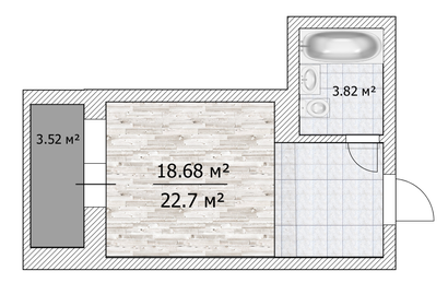 Квартира 22,7 м², студия - изображение 1
