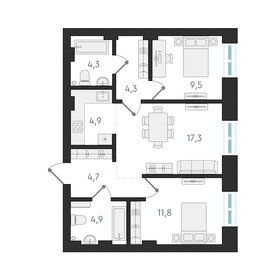 62,6 м², 3-комнатная квартира 7 600 000 ₽ - изображение 77