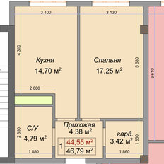 Квартира 46,8 м², 1-комнатная - изображение 1