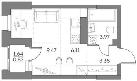 Квартира 23,8 м², студия - изображение 1