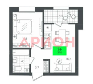 Квартира 39,2 м², 1-комнатная - изображение 1