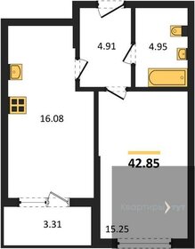 Квартира 42,9 м², 1-комнатная - изображение 1