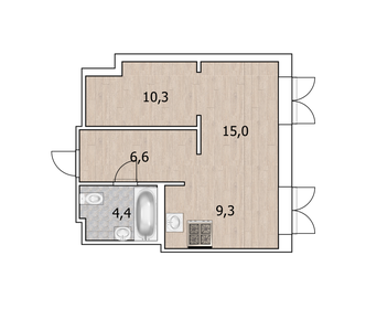 Квартира 45,9 м², 2-комнатная - изображение 1