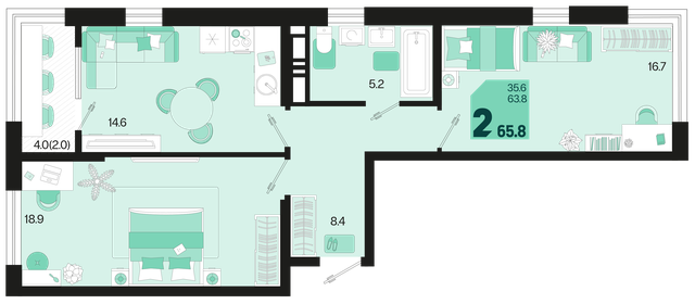 72 м², 2-комнатная квартира 13 500 000 ₽ - изображение 110