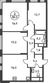 Квартира 86 м², 3-комнатная - изображение 1