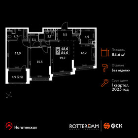 Квартира 84,6 м², 3-комнатная - изображение 1