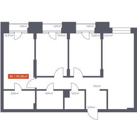 Квартира 90,4 м², 3-комнатная - изображение 1