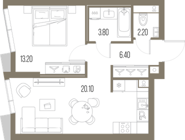 46,5 м², 1-комнатная квартира 20 157 750 ₽ - изображение 10