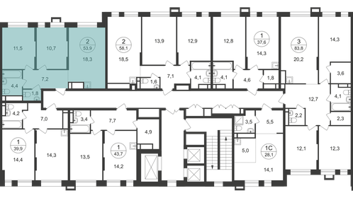 Квартира 53,9 м², 2-комнатная - изображение 2