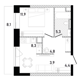 Квартира 40,9 м², 1-комнатная - изображение 1