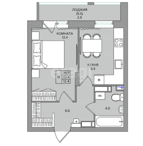 37,4 м², 1-комнатная квартира 4 150 000 ₽ - изображение 27