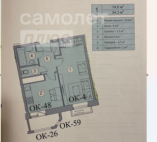 Квартира 34,4 м², 1-комнатная - изображение 1