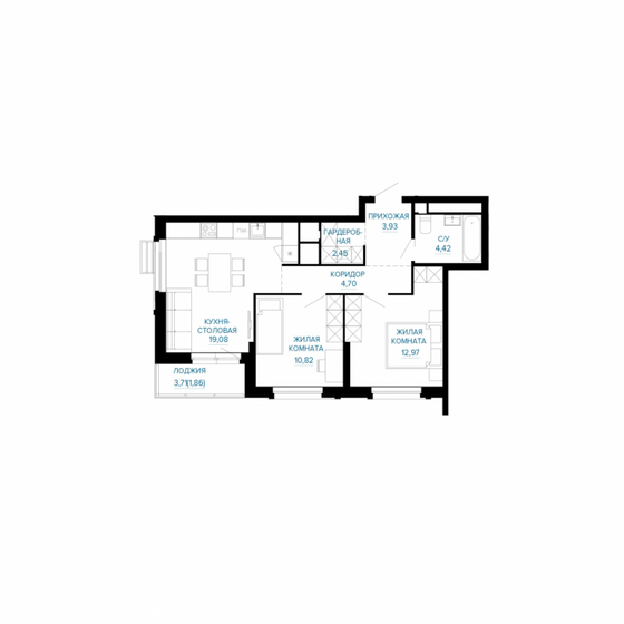 55,3 м², 2-комнатная квартира 9 841 000 ₽ - изображение 17