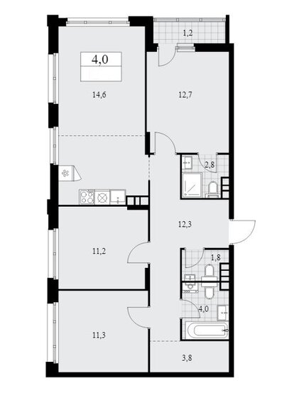 85,2 м², 4-комнатная квартира 16 700 900 ₽ - изображение 1