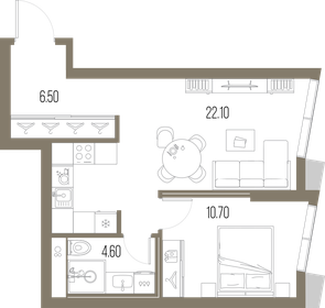 44,5 м², 1-комнатная квартира 20 051 700 ₽ - изображение 12