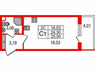 24,7 м², квартира-студия 4 500 117 ₽ - изображение 1