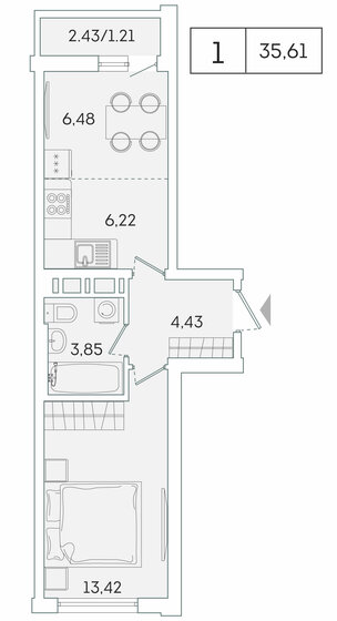 35,6 м², 1-комнатная квартира 6 411 715 ₽ - изображение 1