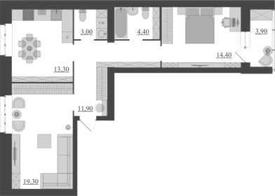 90,1 м², 3-комнатная квартира 7 478 300 ₽ - изображение 40