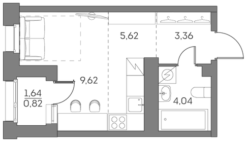 Квартира 23,5 м², студия - изображение 1