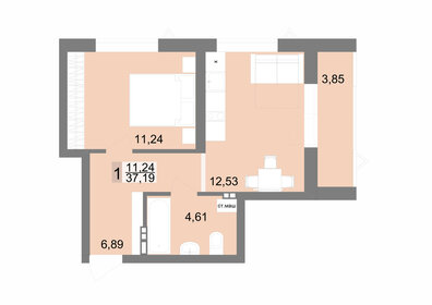 36 м², 1-комнатная квартира 3 600 000 ₽ - изображение 93