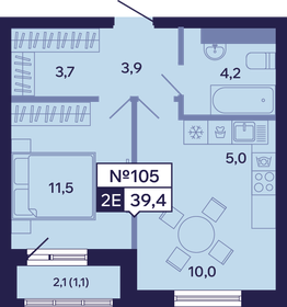 Квартира 39,4 м², 2-комнатная - изображение 1