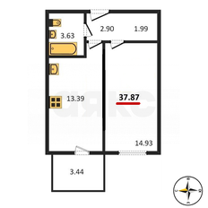 Квартира 37,9 м², 1-комнатная - изображение 2