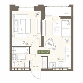 Квартира 34,8 м², 1-комнатная - изображение 1
