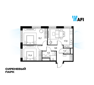 Квартира 59,8 м², 3-комнатная - изображение 1