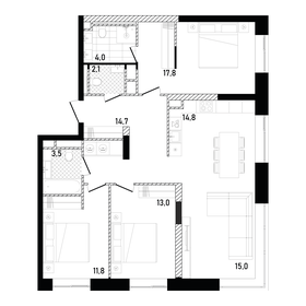 Квартира 96,7 м², 3-комнатная - изображение 1