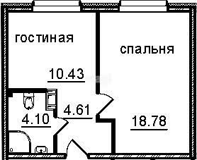 Квартира 35,7 м², 2-комнатные - изображение 1