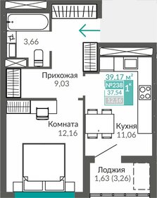 Квартира 37,5 м², 1-комнатная - изображение 1