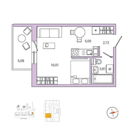 29,2 м², 1-комнатная квартира 5 832 000 ₽ - изображение 1