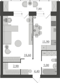 50,8 м², 1-комнатная квартира 4 394 200 ₽ - изображение 95