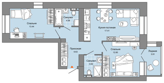 59,8 м², 3-комнатная квартира 8 799 000 ₽ - изображение 30