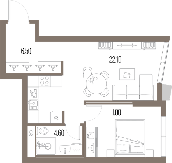 44,2 м², 1-комнатная квартира 19 306 560 ₽ - изображение 15