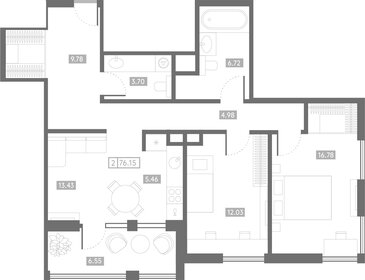 Квартира 76,2 м², 2-комнатная - изображение 1