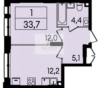 Квартира 33,7 м², 1-комнатная - изображение 1