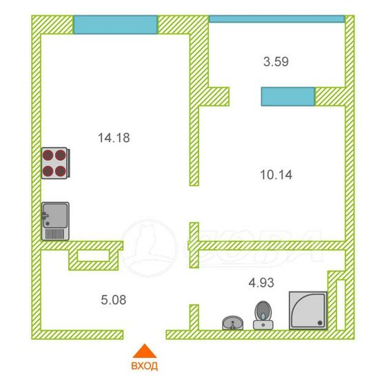 34 м², 1-комнатная квартира 4 100 000 ₽ - изображение 1
