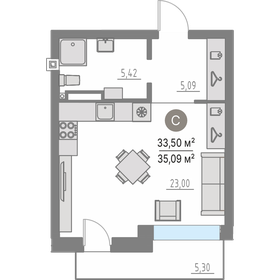 34,2 м², квартира-студия 4 500 000 ₽ - изображение 19