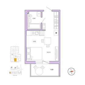 Квартира 25,3 м², 1-комнатная - изображение 1