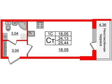 24,1 м², квартира-студия 4 750 026 ₽ - изображение 1