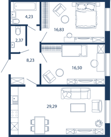 78 м², 2-комнатные апартаменты 27 086 936 ₽ - изображение 80
