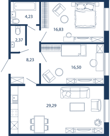 81,3 м², 2-комнатная квартира 32 650 000 ₽ - изображение 81